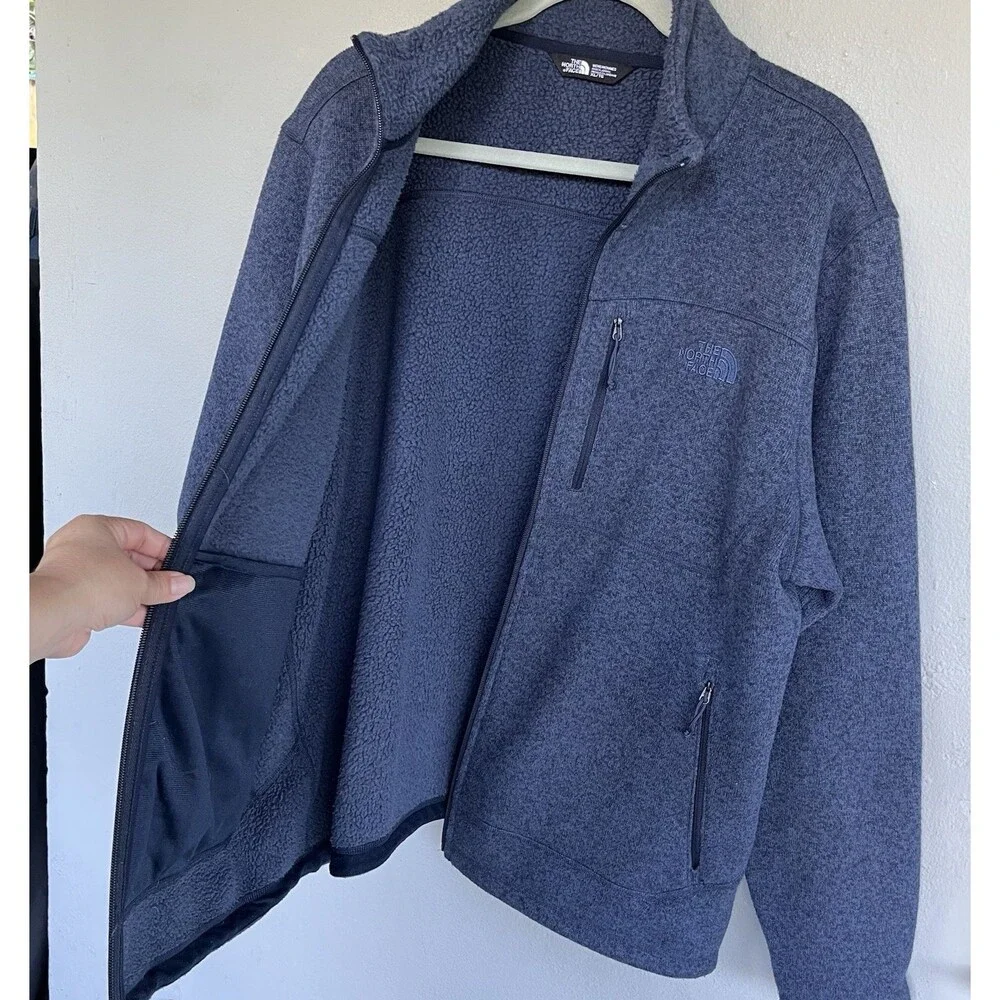 The North Face Fleece Jacket Mens XL Blue Full Zip High Pile Outdoor Hiking Soft